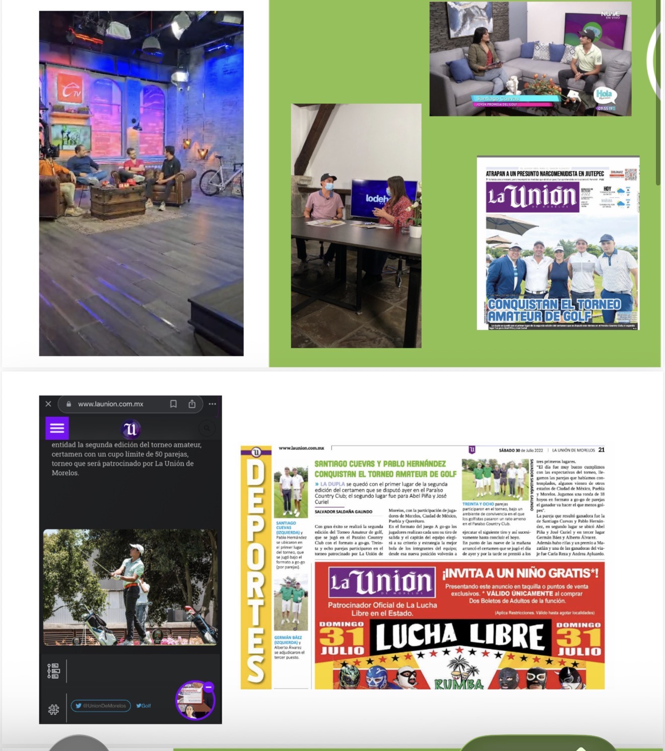 Entrevistas de Santiago Cuevas y publicaciones de prensa sobre Chanks Golf